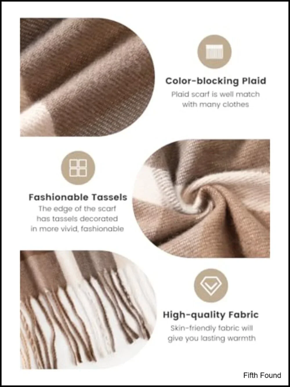 Plaid Shawl Wrap Blanket Scarf Oversized Tassel Acrylic Winter